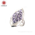 Wholesale 925 Silver Elegant Purple Gemstone Ring